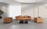 Ensemble de canapés de bureau de direction en cuir véritable, modernes et luxueux, écologiques, durables, sectionnels, avec structure en bois et rembourrage haute densité