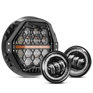 LOYO LED Motorcycle Headlight With Amber DRL RGB 4.5&quot; Fog Lights For Harley Davidson Street Glide Road King Dyna And Glide - Product Image 6