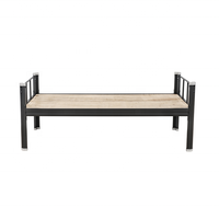 Vente directe d'usine dortoir moderne confortable en acier noir pour personnel lit simple en métal