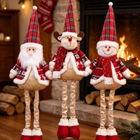 Teleskopische Weihnachts-Stehfiguren: Weihnachtsmann, Schneemann, Rentier – Plüsch-Ornamente für Fenster, Kamin und Weihnachtsdekoration – Geschenke