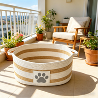 Panier de rangement ovale en corde de coton écologique moderne de haute qualité, multi-usages, avec poignée, panier cadeau pour usage domestique