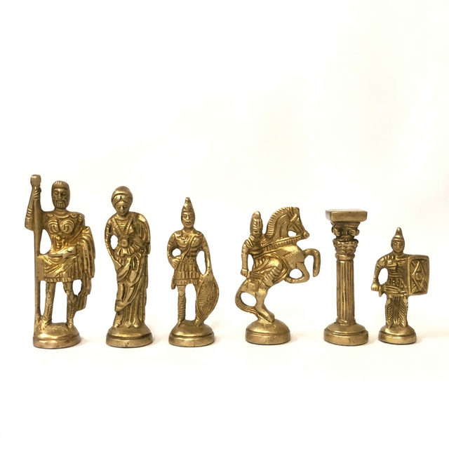 Roman Series Brass Chess Pieces Handmade Indoor Tabletop Game Set Unisex Application