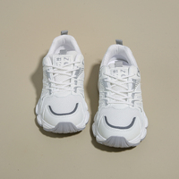 Nouvelles baskets compensées blanches en maille pour femme, style Dad Shoes, respirantes, décontractées, pour le sport, couleur beige, tendance quotidienne