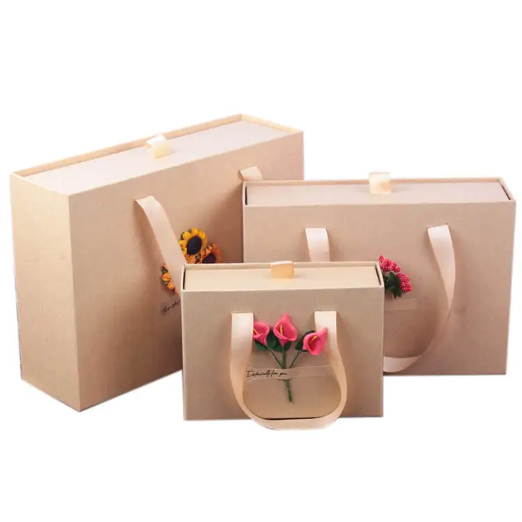Stampa su misura Logo cassettiere imballaggio in cartone confezione regalo abbigliamento sacchetto scorrevole valigia scatole di carta per abbigliamento