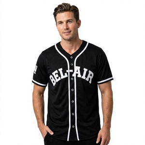 Camiseta de béisbol negra personalizada para hombre, con botones en la parte delantera, manga corta, ribete en contraste blanco, uniforme de equipo personalizado, transpirable y de secado rápido - Product Image 1
