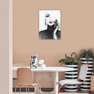Elegante Mujer con Labios Rojos Atrevidos y Accesorios Dramáticos, Impresión Digital en Lienzo sobre Óleo, <span class=keywords><strong>Arte</strong></span> de Pared de 40x50cm para Decoración - Product Image 5
