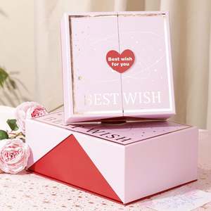 Caja de Regalo Cuadrada de Cartón Gris con Doble Puerta y Estampado Dorado de Alta Calidad, Diseño Galaxy Love, para el Día de San Valentín o Tanabata - Product Image 5