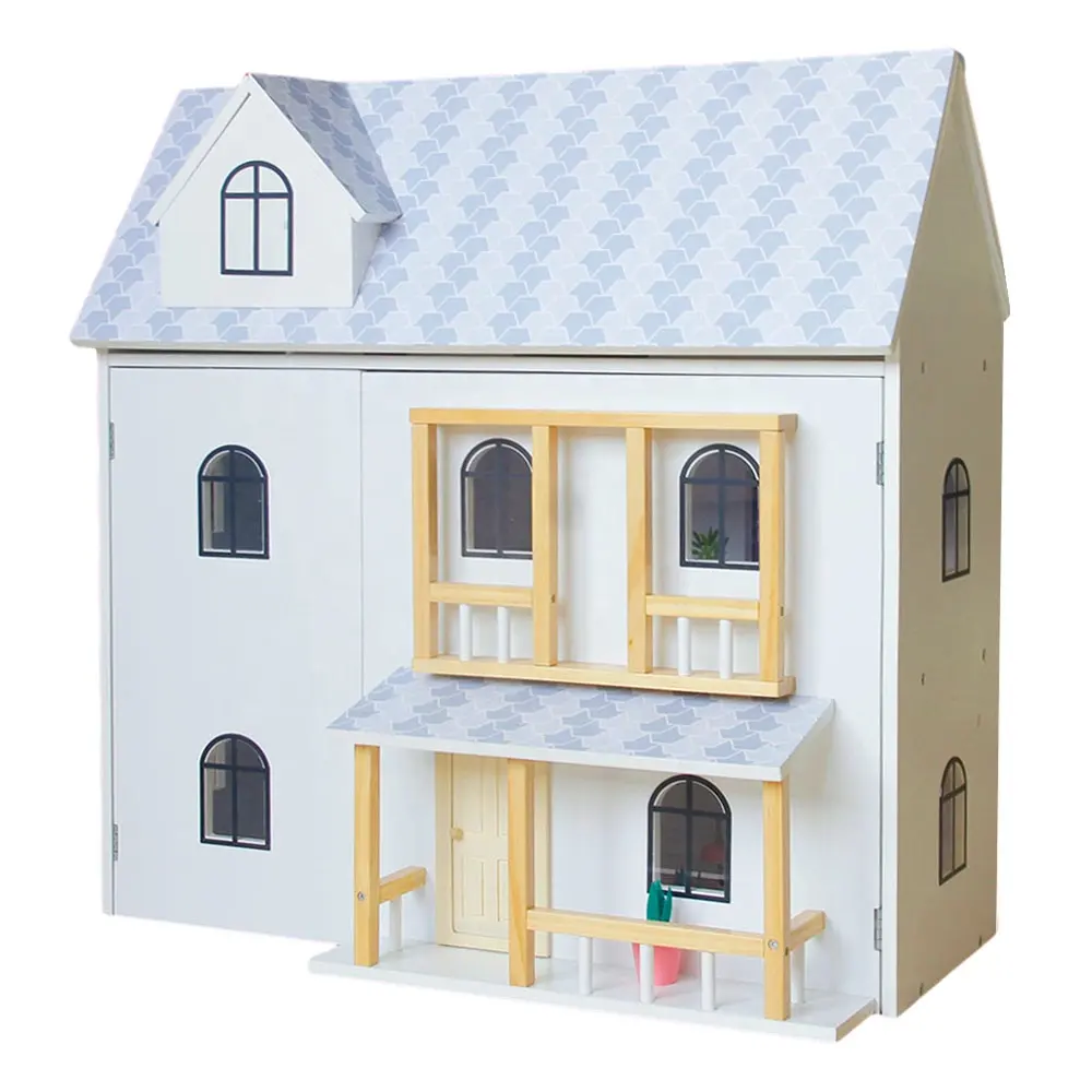 Stile europeo kit di mobili in legno gioco di ruolo per bambini design elegante casa delle bambole in legno