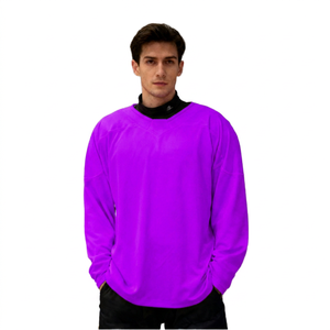 เสื้อฮอกกี้น้ำแข็งแขนยาวสีเหลืองสำหรับผู้ชาย คอกลม ผ้าโพลีเอสเตอร์ดูดซับความชื้น ทรงปกติ ใส่ได้ทุกฤดูกาล - Product Image 5
