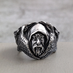 Yunnique – bague tête de loup Viking Odin Raven, en acier inoxydable, bijoux unisexes à la mode, cadeau - Product Image 3
