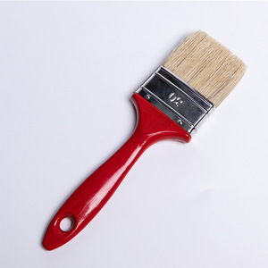 Pinceau plat à poils de porc, manche en plastique rouge, 12-18 mm, pour peinture et nettoyage - Product Image 1