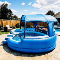 Spa gonflable de luxe avec auvent arqué, parasol arqué, piscine gonflable portable avec marches et sièges périphériques pour jardin