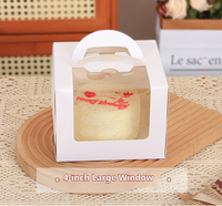 Boîte à gâteau en papier blanc personnalisée avec poignée et grande fenêtre transparente pour pâtisserie de 6 pouces, vente en gros