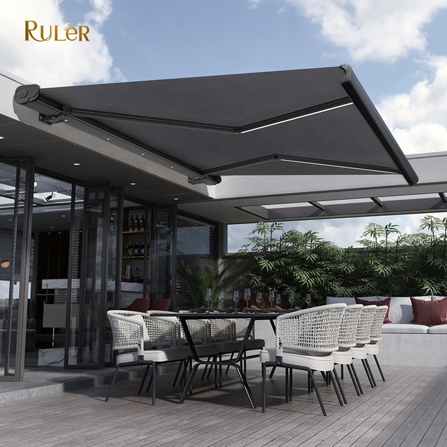 3 X 6m 4 X 8m Hotels Patio Backyards Terrace Motorized Aluminum Outdoor Retractable Full Cassette Awning