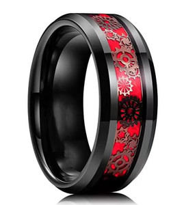 Men's Stainless Steel Gear-Themed Gan <b>Black</b> Mechanical-Style Finger <b>Ring</b> | Industrial Design | Durable & Trendy Men's Jewelry - Product Image 2