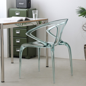 Modern Style Ergonomic Acrylic <strong>Dining</strong> <strong>Chair</strong> with Handrail <strong>Stackable</strong> Plastic Backrest for Home or Hotel Use - Product Image 4