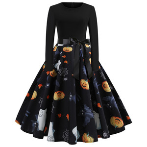 Jupe trapèze tendance rétro de Noël, vêtements pour femmes, vêtements transfrontaliers, manches longues, col rond, <span class=keywords><strong>robe</strong></span> mi-longue - Product Image 3