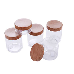 Vente en gros de pots cosmétiques en PET ambré/transparent avec couvercle en <span class=keywords><strong>bambou</strong></span>, pots pour beurre corporel avec logo personnalisé, 50 ml-500 ml - Product Image 5