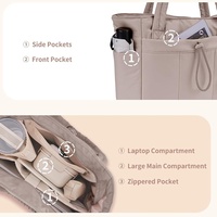 Sac fourre-tout en polyester matelassé avec porte-gobelet, compartiment pour ordinateur portable et pochette pour trolley, idéal pour les voyages, le travail, les infirmières et les femmes.
