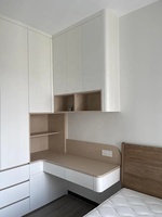 Armoires modernes en L personnalisées, meubles de chambre modulaires en bois, organiseurs de tiroirs flottants pour bureau d'angle, pour salon