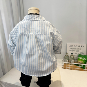 <span class=keywords><strong>Chemise</strong></span>-veste à rayures pour enfant, style coréen, nouvelle collection printemps 2026, haut décontracté pour garçon - Product Image 2
