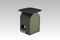 Mesa de Centro Moderna Minimalista en Oferta, de Acero al Carbono, con Revestimiento de Cuero y Chapa de Madera Ahumada, para Sala de Estar