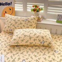 Ensemble de draps de lit 3 pièces en velours épais imprimé joli lapin jaune clair de style nordique