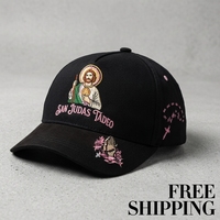 Gorra de Béisbol Bordada Personalizada al por Mayor con San Judas Tadeo, Gorra Religiosa con Forro de Satén Premium, Gorra Snapback Bordada en 3D para Hombre