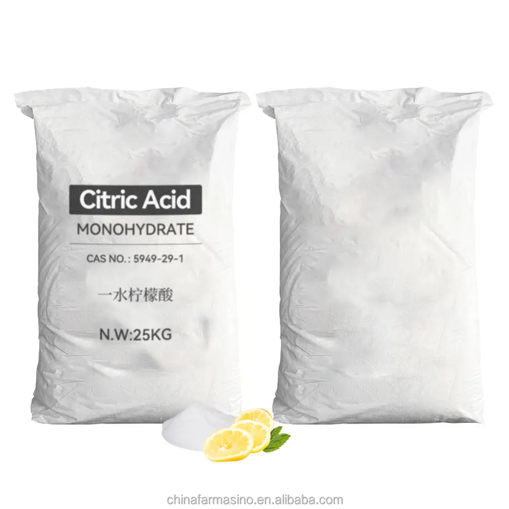 थोक साइट्रिक एसिड निर्जल खाद्य ग्रेड और साइट्रिक एसिड monohydrate 25kg बैग