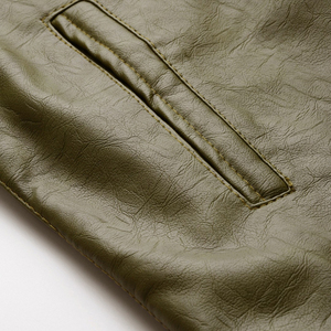 Nouvelle arrivée, veste en cuir avec logo personnalisé, style streetwear surdimensionné, veste zippée en PU pour hommes - Product Image 6