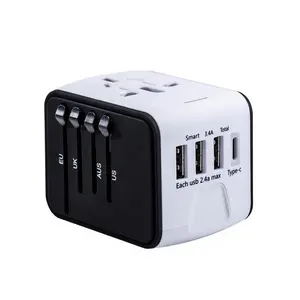 Adaptador de cargador de viaje Universal Mini, 4 puertos, tipo C, artículos de regalo electrónicos, adaptador de viaje multinacional con cargador Usb