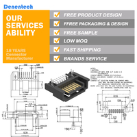 Conector Denentech SATA de 7 Pines Macho SMT, Contactos de Latón Chapados en Oro, Adaptador Recto para PCB, para Almacenamiento en Disco Duro