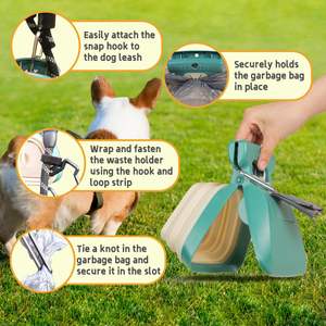 Vente flash : Ramasse-crottes pour chien portable en plastique lavable, à une main, mains libres, avec distributeur de sacs intégré pour chiens de petite, moyenne et grande taille - Product Image 4