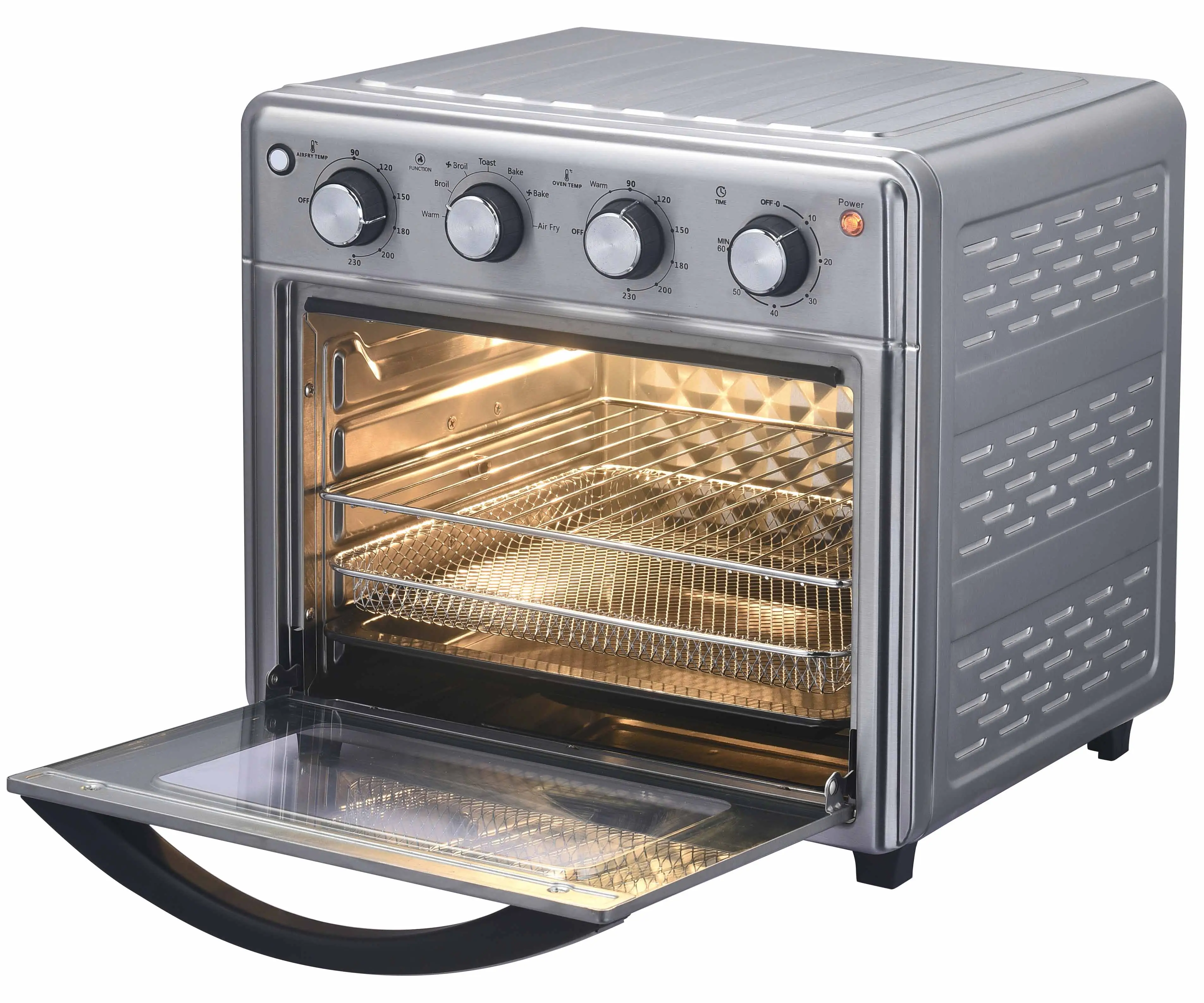 Stainless Steel 1600W No-Oil Electric Air Fryer Oven Big Multi-Function Rotisserie Air Frying Oven