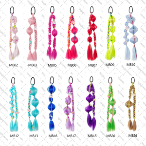Extensions per <span class=keywords><strong>capelli</strong></span> a coda di cavallo intrecciate da 12 pollici all'ingrosso per ragazze, <span class=keywords><strong>trecce</strong></span> sintetiche colorate fatte a mano per bambini - Product Image 4