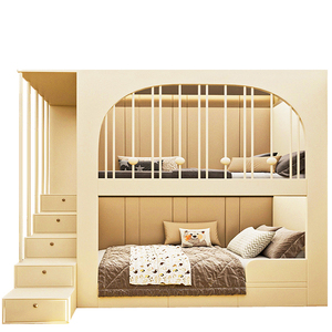<span class=keywords><strong>Cama</strong></span> <span class=keywords><strong>infantil</strong></span> de doble nivel con <span class=keywords><strong>escalera</strong></span>, estilo crema simple y moderno, 1.2 metros de ancho, <span class=keywords><strong>cama</strong></span> doble con escaleras para el hogar - Product Image 5