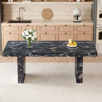 Table basse rectangulaire vintage en marbre noir personnalisée, meuble de salon, table à thé occasionnelle avec plateau central