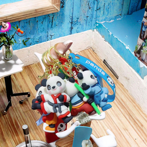 พวงกุญแจรูปการ์ตูนคังฟูแพนด้า 3 มิติ ทำจากยางผสมโลหะ ปลอดสารพิษ ใส่เหรียญได้ เป็นมิตรกับสิ่งแวดล้อม ของขวัญจี้ห้อยรูปตุ๊กตาเทควันโด - Product Image 3