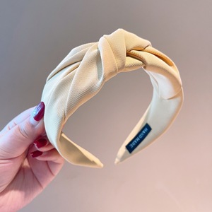 Usine vente chaude Top qualité élégant bandeau cheveux accessoires pur coloré Extra large tissu noeud bandeau pour les femmes - Product Image 5