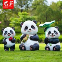 Sculpture de panda en fibre de verre, ornement sur pied à thème animal, entièrement fait main pour les parcs et les forêts