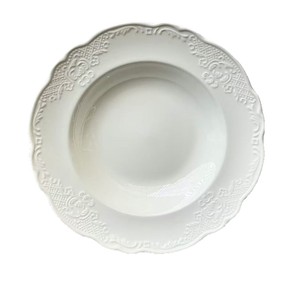 Plato Plano Blanco de Diseño Moderno con Rosas, Estilo Francés, Grabado, Apto para Microondas, Vajilla Occidental de Porcelana Pulida con Superficie Lisa - Product Image 6