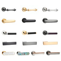 Poignée de porte à serrure grise étoilée, finition or mat traditionnelle, pour salle de bain, chambre, maison, villa, usage commercial