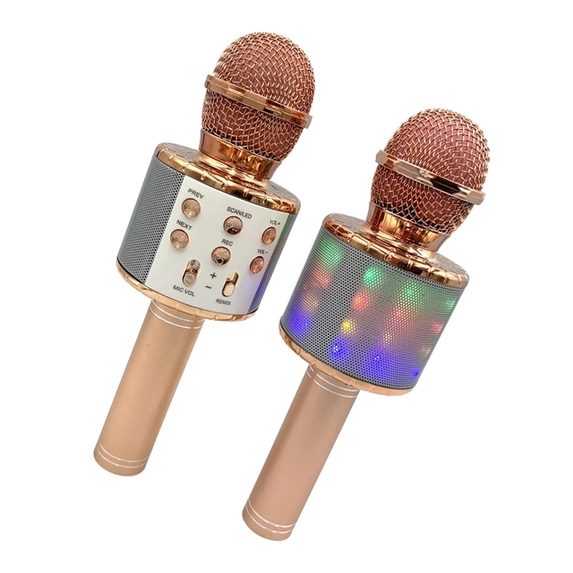 Professional Karaoke Speaker with BT Wireless LED Lights Handheld Condenser Microphone for Studio Players and Singers