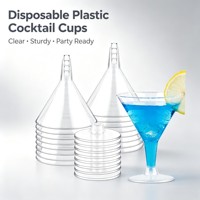 Verres à Martini jetables en plastique transparent en gros, gobelets à cocktail réutilisables pour mariage, anniversaire, bar, vaisselle de bar