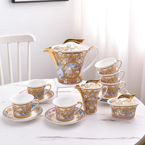 Promotional Luxury 15-Piece Nordic Gold Ceramic Coffee <b>Set</b> <b>Bone</b> <b>China</b> - Product Image 1