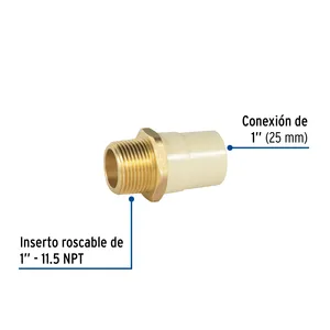 Master con unità 100 CPVC adattatore maschio 1 'con inserto in ottone, FOSET - Product Image 2