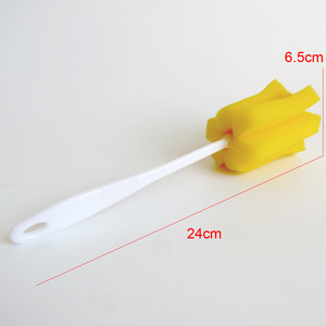 Cup <b>Brush</b> Yellow Sponge 24cm Long Handle Bottle Cleaning Tool - Product Image 1