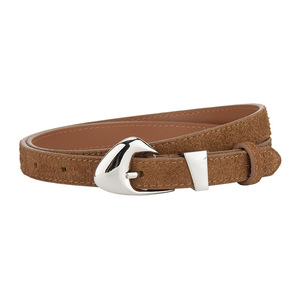 <span class=keywords><strong>Ceinture</strong></span> en cuir de vachette et <span class=keywords><strong>daim</strong></span> noir et marron vintage de haute qualité pour femmes, fine et ajustée, avec boucle, idéale pour les jeans et les robes - Product Image 4