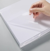 Papier autocollant de laminage à chaud transparent mat personnalisé, PET, imperméable, superposition holographique, laminage rigide haute brillance