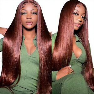 Perruque Lace Front Sans Colle 100% Cheveux Humains Raides <span class=keywords><strong>Auburn</strong></span> Haute Qualité Densité 150% Vente en Gros - Product Image 1